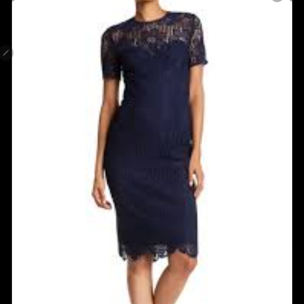 Trina Turk Oceano elegant navy lace overlay dress